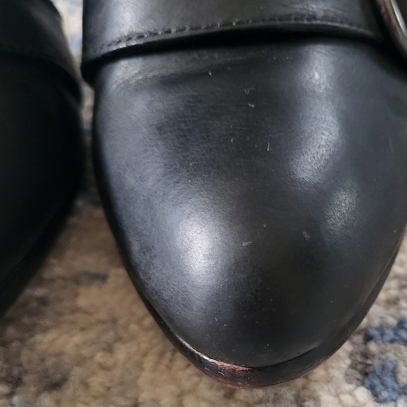 Coach Tessie Black Leather Ankle Moto High Heel Buckle Boots Booties Siz… - Picture 15 of 16